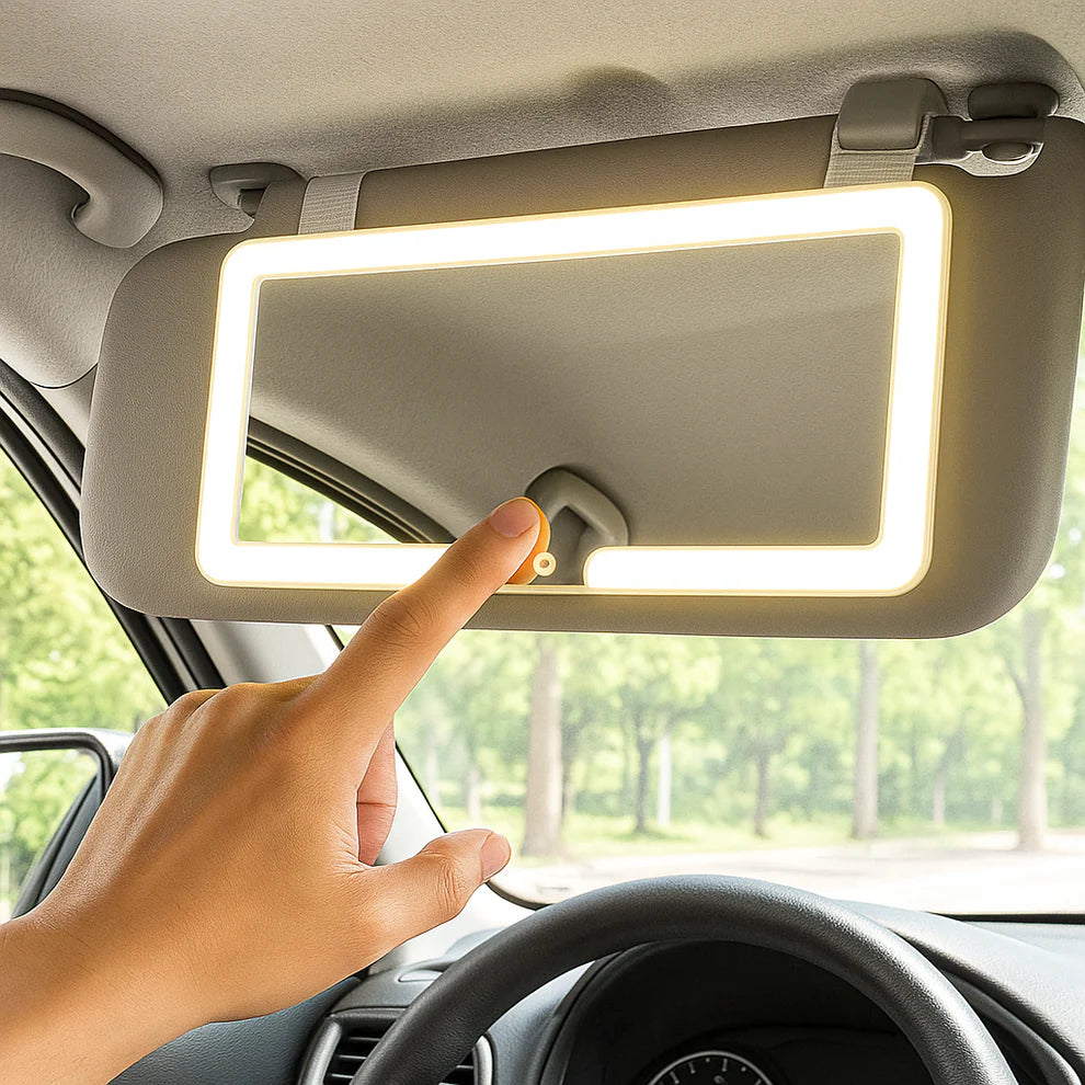 Espejo LED de Maquillaje para Carro - Recargable & de Lujo