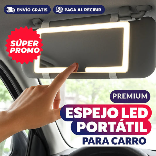 Espejo LED de Maquillaje para Carro - Recargable & de Lujo