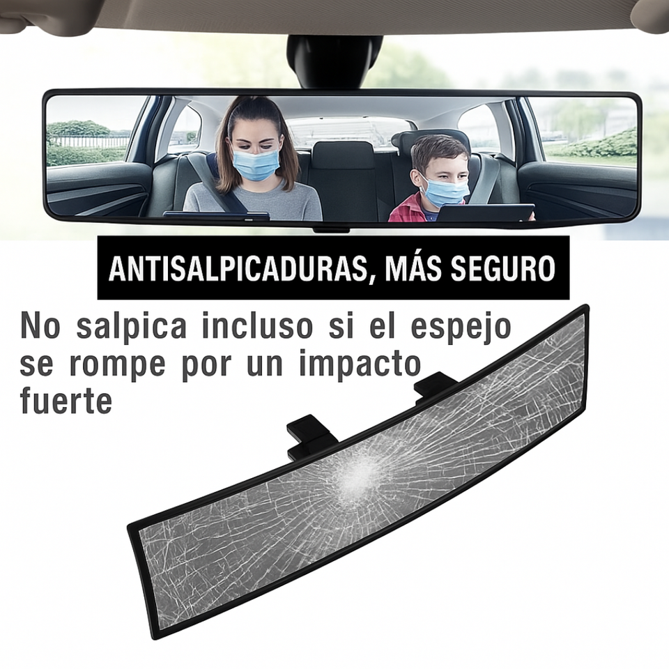 OptiMirror - Espejo retrovisor curvado amplio para coche